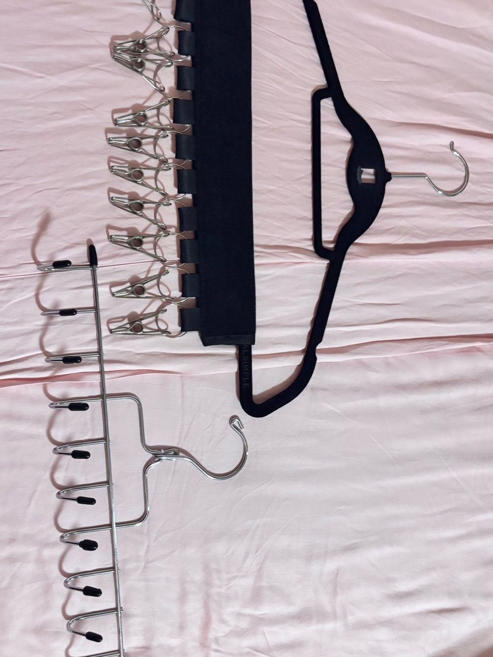 Velvet Non-Slip Hanger with Multi-Clip Accessory in Black